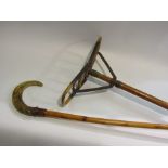 A Victorian bamboo shooting stick and a ram's head walking cane (2)