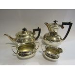 A silver plated four piece coffee/tea set