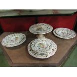 A handpainted floral design Faience dessert set