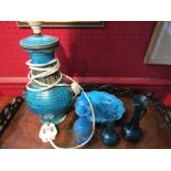 A studio pottery blue lamp,