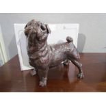 A large limited edition solid bronze Pug dog, boxed with certificate 3/50,