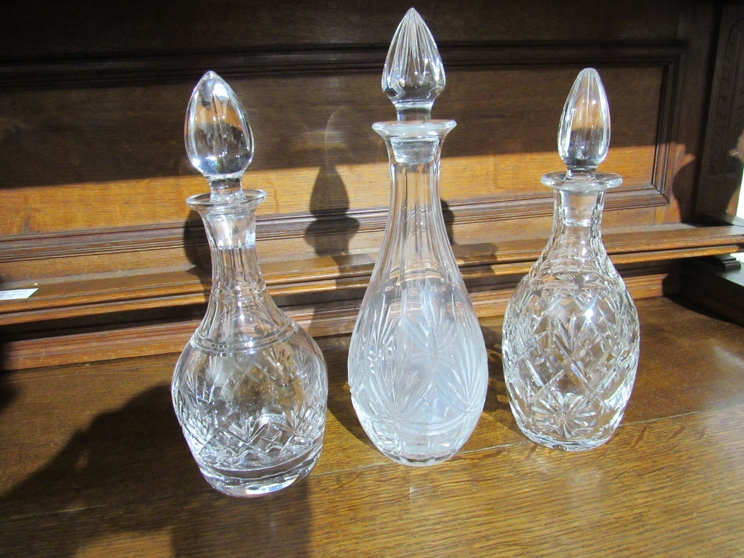 Three crystal glass decanters including Edinburgh International & Edinburgh