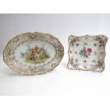 A Dresden oval pierced dish with classical scenes,