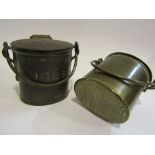 Two miniature vesta/ink pots in the form of dairy buckets, one signed J.