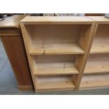 A small pine three tier bookcase 68w x 112cm tall