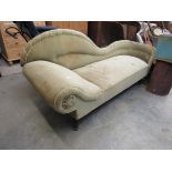 A late Victorian shaped back chaise longue day bed for recovering