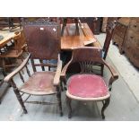 A 1920's plywood seated carver chair and a circa 1900 oak captains desk chair