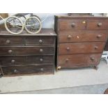 Two Victorian mahogany two over three chest of drawers for restoration