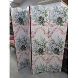 A 20th Century four fold room divider with Laura Ashley style floral fabric to front,