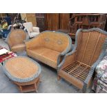 A 1960s bamboo and rattan two seater sofa,