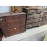 Two 19th Century mahogany two over three chest of drawers for restoration