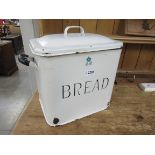 A 1950s white and blue enamel bread bin