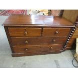 A Victorian mahogany two over two low chest of drawers,