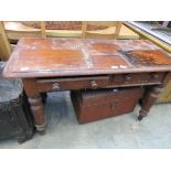 A Victorian oak two drawer side table