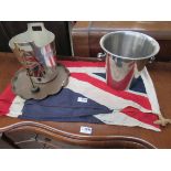 A mid 20th Century Union flag, two champagne buckets,