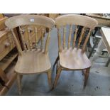 A pair of beech kitchen chairs