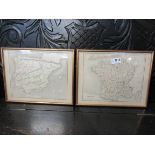 A pair of early 19th Century gilt framed engraved maps of France and Spain with Portugal