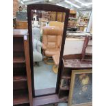 A mahogany framed cheval mirror