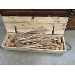 A box croquet set in timber case