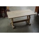 A stripped oak coffee table