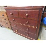 A Victorian mahogany two over three chest of drawers,