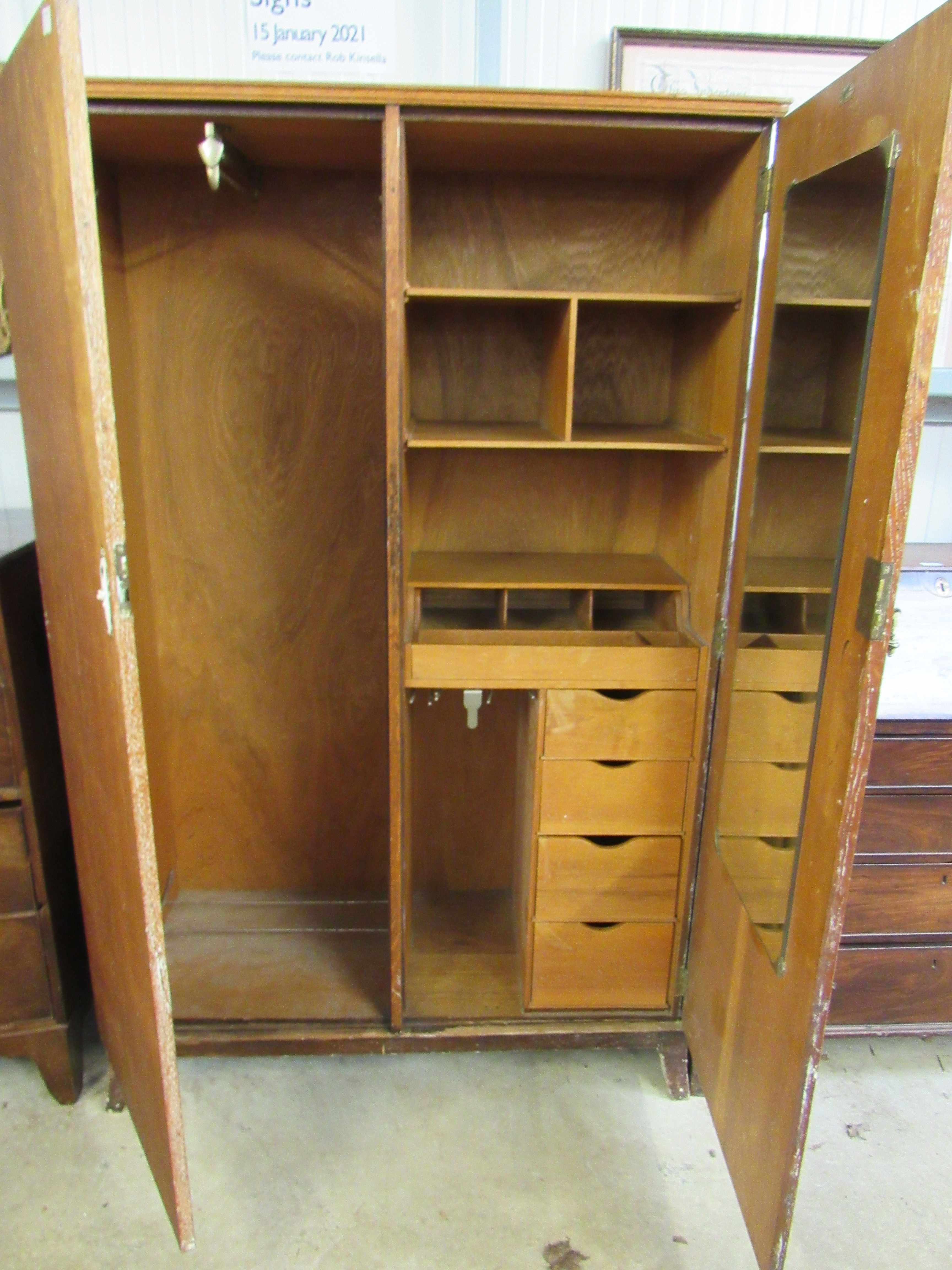 A Waring and Gillow stripped oak gentleman's wardrobe with fitted interior - Image 2 of 2