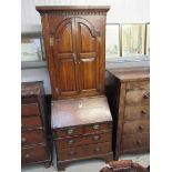 A George III oak bureau with removable bookcase top 205t x 80cm wide