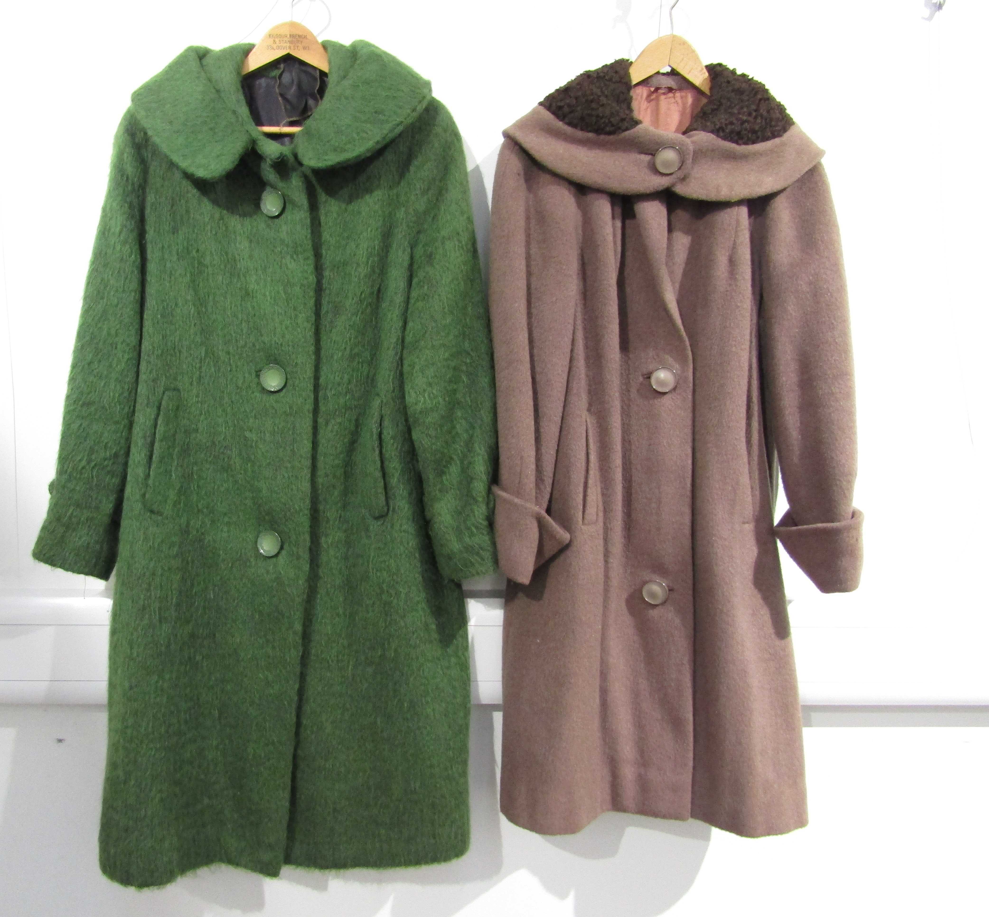 Two 1950's ladies coats in mushroom and green - Image 2 of 2