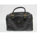 VALENTINO black leather soft body handbag.