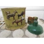 A 1960's cotton cylindrical lampshade depicting horses and ponies,