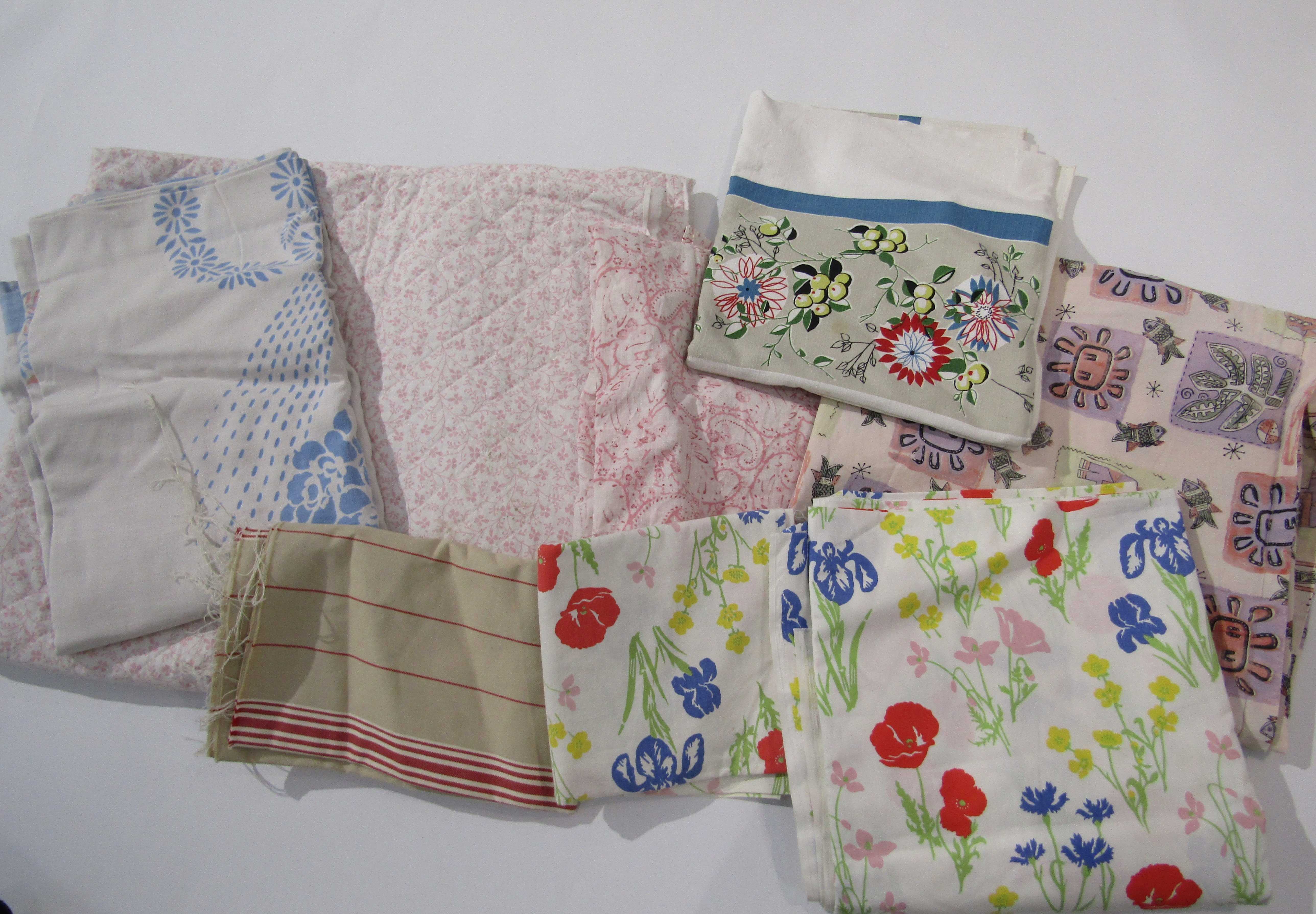 A quantity of mainly Laura Ashley fabric remnants and a piece of Indian cotton fabric etc