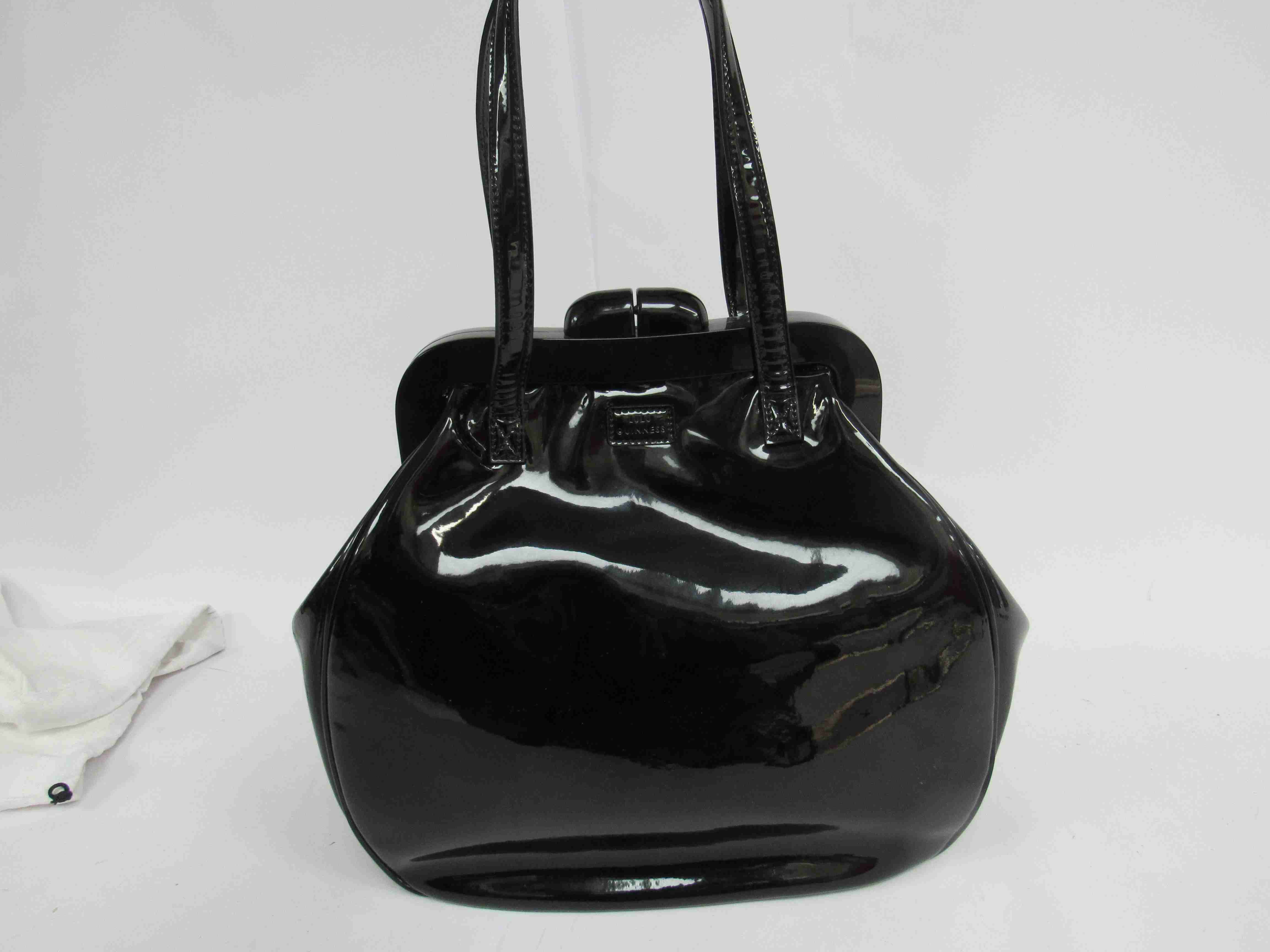 LULU GUINNESS large Pollyanna bag. This fabulous black bag has a patent leather body. - Image 4 of 14