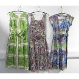 Three various 1950's cotton day dresses