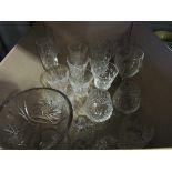 A suite of crystal glass including Stuart brandy glasses