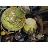 Two boxes of mainly slipware glazed pottery