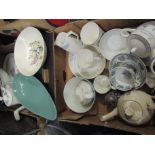 Two boxes of mixed ceramics including 19th Century cup and saucer,