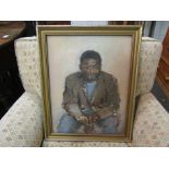 An oil on board portrait of a seated man, unsigned, framed,