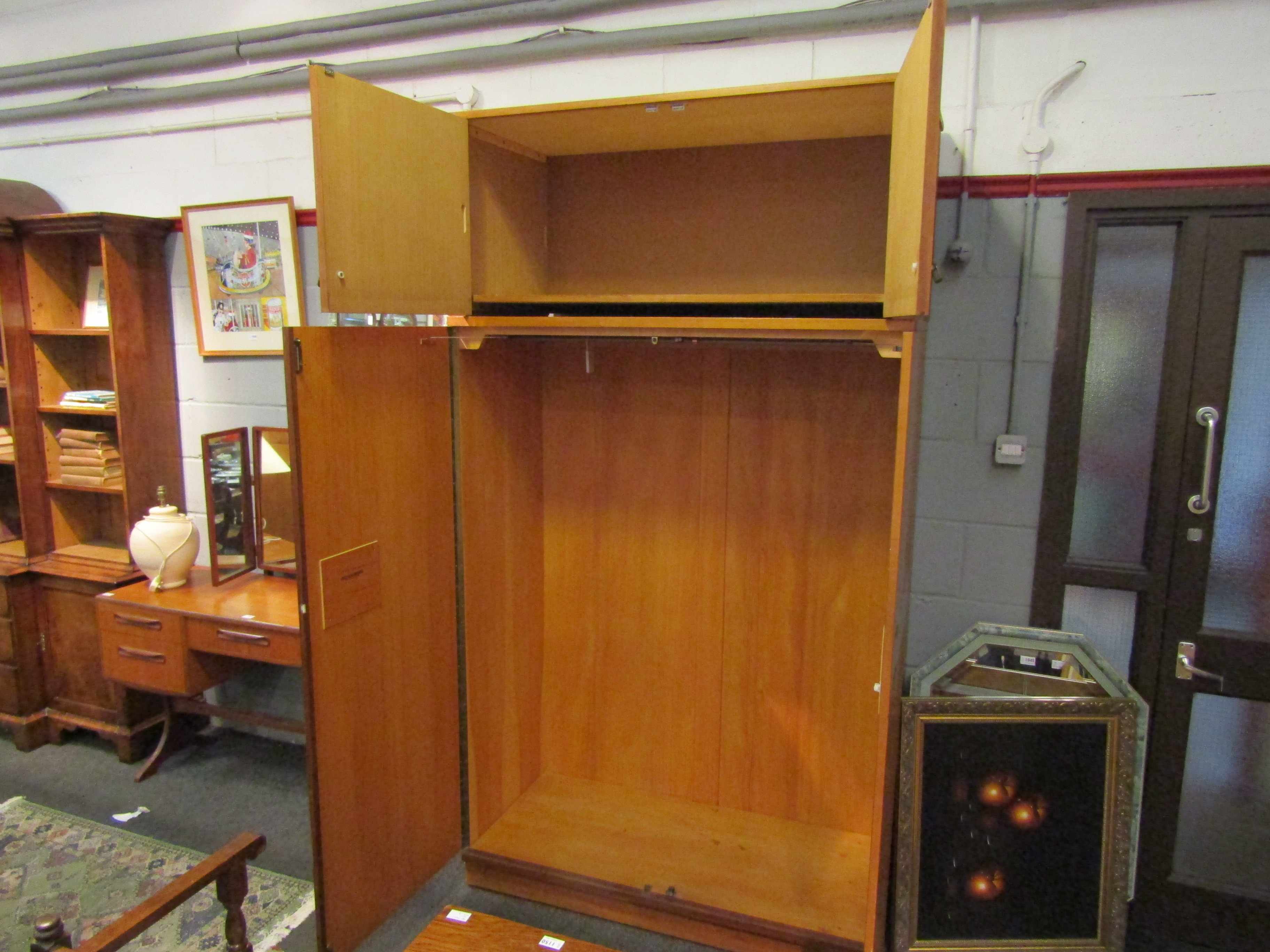 A mid Century Uniflex teak wardrobe, two pairs of doors, - Image 2 of 2