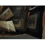 A box of 19th Century and later pictures,