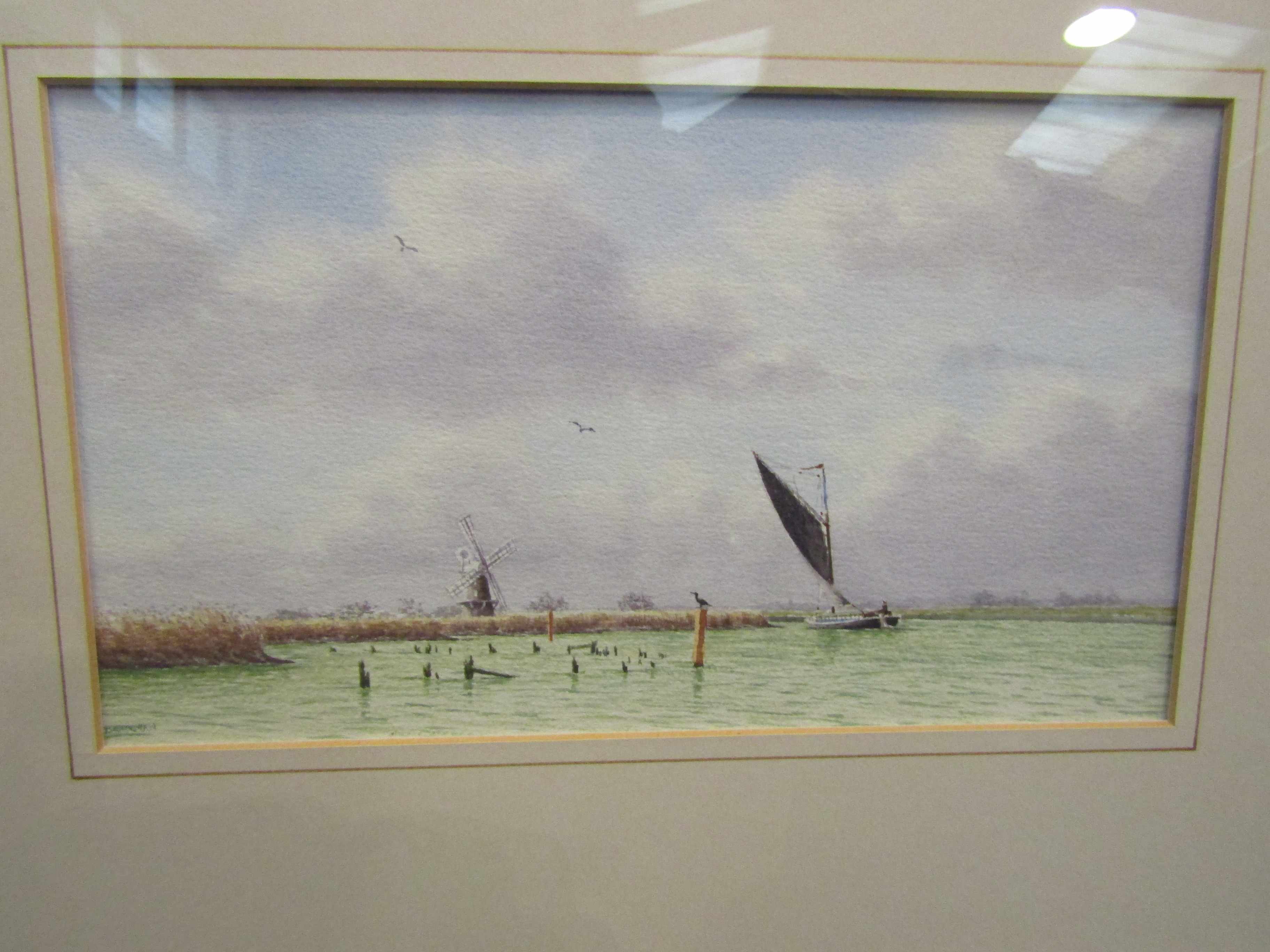 Two Peter Bearman watercolours of Broads scenes, - Image 3 of 5