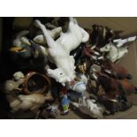 A box of mainly small horse figures