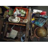 Three boxes of miscellaneous including globe, small ceramics,