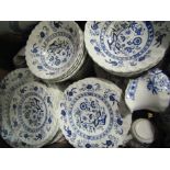 A box of J & G Meakin "Blue Nordic" dinner and tea wares