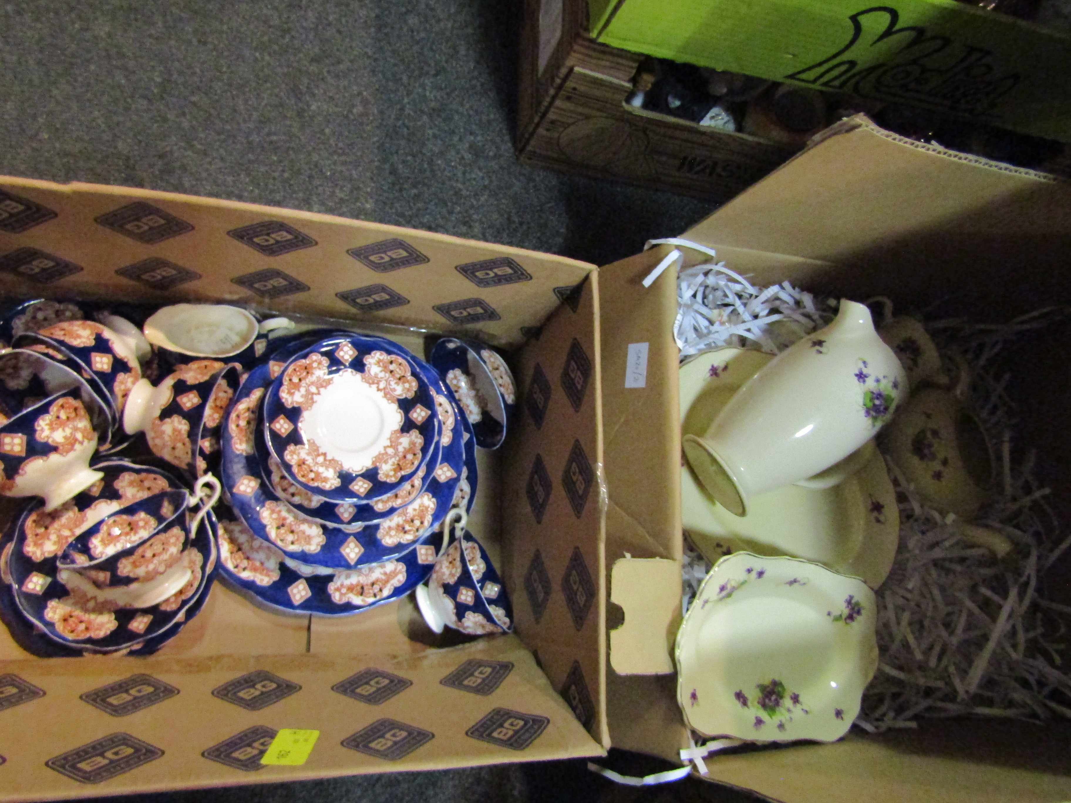 Two boxes of Edwardian tea wares including Royal Albert