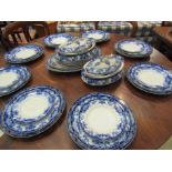 A quantity of blue and white dinner wares including Royal Doulton,