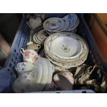 Three boxes of mixed 19th Century and later tea wares