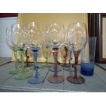 Fifteen coloured tall glasses