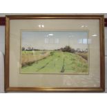 JOHN DOYLE: Watercolour entitled "On the Green Road, Romney Marsh", 29 x 46cm,
