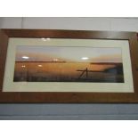 A framed and glazed watercolour, broads scene with reeds. Unsigned.