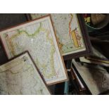 A box of pictures and prints including reproduction maps